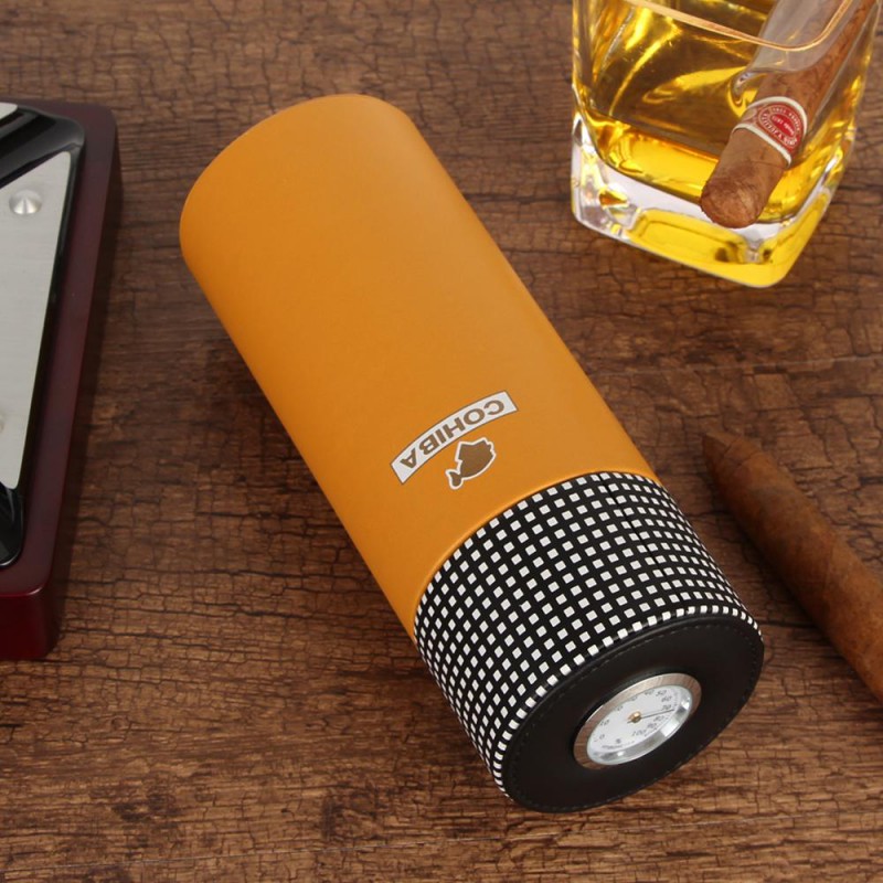 COHIBA Leather Travel Humidor pudełko do cygar z drewna cedrowego