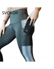 SVOKOR kieszonkowe legginsy z wysokim stanem damskie trening Fitness odzież sportowa drukowanie spodni modna, patchworka Push Up