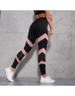 NORMOV kobiety legginsy moda siatkowy patchwork drążą wysokiej talii Push Up leginsy do kostek legginsy Fitness legginsy Feminin