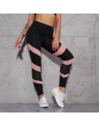 NORMOV kobiety legginsy moda siatkowy patchwork drążą wysokiej talii Push Up leginsy do kostek legginsy Fitness legginsy Feminin