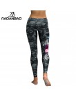 NADANBAO New Arrival legginsy kobiety czaszka głowy 3D drukowane kamuflaż Legging trening legginsy Slim elastyczne spodnie Plus 