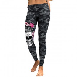 NADANBAO New Arrival legginsy kobiety czaszka głowy 3D drukowane kamuflaż Legging trening legginsy Slim elastyczne spodnie Plus 