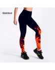 Legginsy qickitout rosyjski styl ogień płomień drukowane legginsy Punk kobiety Legging elastyczne spodnie dorywczo spodnie damsk