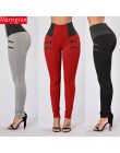 Maryigean Slim Fit wysokiej talii legginsy push up kobiety moda patchwork trening legginsy fitness kulturystyka Sexy spodnie dam