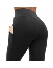 NORMOV wysoka talia Fitness legginsy kobiety Push Up trening Legging z kieszeniami Patchwork legginsy spodnie damskie odzież Fit