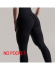 NORMOV wysoka talia Fitness legginsy kobiety Push Up trening Legging z kieszeniami Patchwork legginsy spodnie damskie odzież Fit