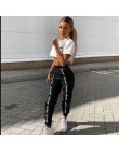 HOUZHOU spodnie dresowe damskie Hip Hop luźne Jogger Mujer sportowe elastyczny pas czarny dorywczo walki Streetwear moda