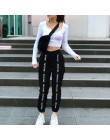 HOUZHOU spodnie dresowe damskie Hip Hop luźne Jogger Mujer sportowe elastyczny pas czarny dorywczo walki Streetwear moda