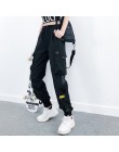 Kobiety moda Streetwear Cargo spodnie czarne do kostek elastyczne spodnie do biegania kobiece luźne spodnie Casual Plus rozmiar 