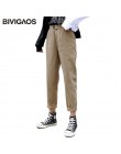 BIVIGAOS 2019 nowa wiosna kobiety odzież proste kombinezony Casual Harem Pants koreański w pasie trójkątna klamra Cargo Pants