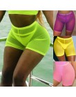 OMSJ nowy wysokiej talii kobiety Sexy Neon zielony różowy perspektywa Mesh Sheer spodenki do pływania dół od bikini Cover Up sta