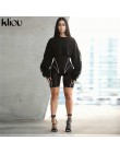 Kliou 2019 nowych kobiet golf z pełnym rękawem fitness playsuit z białymi paskami patchwork, nadruki, napisy push up skinny body