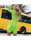 Kliou 2019 nowych kobiet golf z pełnym rękawem fitness playsuit z białymi paskami patchwork, nadruki, napisy push up skinny body