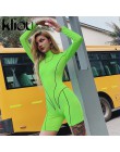 Kliou 2019 nowych kobiet golf z pełnym rękawem fitness playsuit z białymi paskami patchwork, nadruki, napisy push up skinny body