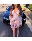 MissyChilli Sexy v neck backless lato playsuit kobiety szyfonowa plaża krótki kombinezon elegancki różowy wzburzyć party kombine