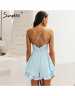 Simplee Sexy v-neck kobiety playsuit drążą talii spaghetti pasek panie kombinezon romper lato plaża nosić kombinezony 2019