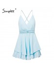 Simplee Sexy v-neck kobiety playsuit drążą talii spaghetti pasek panie kombinezon romper lato plaża nosić kombinezony 2019