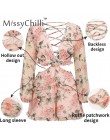 MissyChilli Sexy v neck backless lato playsuit kobiety szyfonowa plaża krótki kombinezon elegancki różowy wzburzyć party kombine