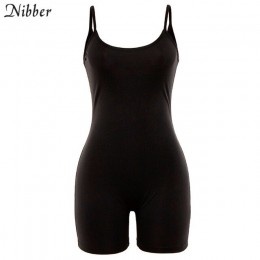 Nibber czarny podstawowe bez rękawów playsuits kobiet 2019 moda lato elastyczna miękka odzież na co dzień playsuits Jogging Spor