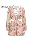 MissyChilli Sexy v neck backless lato playsuit kobiety szyfonowa plaża krótki kombinezon elegancki różowy wzburzyć party kombine