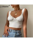 LVINMW Sexy Spaghetti pasek na ramię Lace Up Crop Top 2018 zima bawełna bez rękawów Camis topy biały/czarny Streetwear Camisole