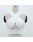 Kobiety Strappy krzyż z przodu wyciąć Halter Neck bez rękawów krótki top bez pleców bandaż kamizelka lato seksowne topy odzież d