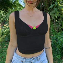 LVINMW Sexy Spaghetti pasek na ramię Lace Up Crop Top 2018 zima bawełna bez rękawów Camis topy biały/czarny Streetwear Camisole