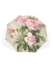 Vintage Shabby Floral kobiety parasol przeciwdeszczowy Chic Pink Rose potrójne dziewczyny trwałe przenośne parasole automatyczny