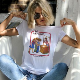 Lato 2019 Vintage Harajuku śmieszne estetyka biała para T-Shirt kobiety moda na co dziń z nadrukiem z krótkim rękawem topy Camis