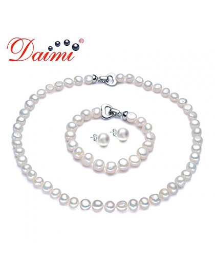 DAIMI Pearl Jewelry Sets naszyjnik bransoletka kolczyki perła baroku zestawy biżuteria dla kobiet Party ślub Jewlery prezent na 