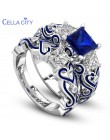 Cellacity klasyczne 925 srebrne pierścionki dla kobiet podwójna warstwa Sapphire Ruby kamień srebrny Fine Jewelry Party Gift Who