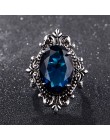 Bague Ringen New Arrival Vintage duży owalny Sapphire Gemstome pierścienie dla kobiet mężczyzn 925 srebrny pierścień przyjęcie r