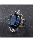 Bague Ringen New Arrival Vintage duży owalny Sapphire Gemstome pierścienie dla kobiet mężczyzn 925 srebrny pierścień przyjęcie r