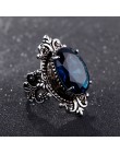 Bague Ringen New Arrival Vintage duży owalny Sapphire Gemstome pierścienie dla kobiet mężczyzn 925 srebrny pierścień przyjęcie r