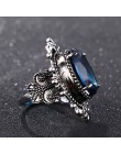 Bague Ringen New Arrival Vintage duży owalny Sapphire Gemstome pierścienie dla kobiet mężczyzn 925 srebrny pierścień przyjęcie r