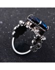 Bague Ringen New Arrival Vintage duży owalny Sapphire Gemstome pierścienie dla kobiet mężczyzn 925 srebrny pierścień przyjęcie r