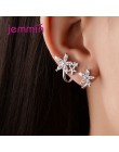 New Arrival koreański Fashion Trendy oryginalne 925 srebro klipsy piękne kwiaty kształt z jasnym AAAAA CZ Crystal