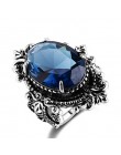 Bague Ringen New Arrival Vintage duży owalny Sapphire Gemstome pierścienie dla kobiet mężczyzn 925 srebrny pierścień przyjęcie r