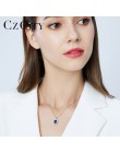 CZCITY elegancka owalna księżna diana William Sapphire naszyjnik dla kobiet 100% 925 srebro wisiorek do naszyjnika biżuteria