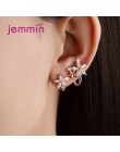 New Arrival koreański Fashion Trendy oryginalne 925 srebro klipsy piękne kwiaty kształt z jasnym AAAAA CZ Crystal