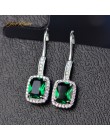 OneRain 100% 925 Sterling Silver 6*8 MM Emerald Citrine Sapphire Gems Drop haczyk do podwieszania kolczyki dla kobiet biżuteria 