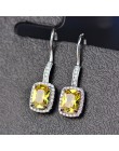 OneRain 100% 925 Sterling Silver 6*8 MM Emerald Citrine Sapphire Gems Drop haczyk do podwieszania kolczyki dla kobiet biżuteria 