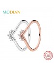 Modian 2020 Hot 100% 925 Sterling srebrna iskrząca do układania w stos Finger pierścienie dla kobiet moda oryginalny prezent na 