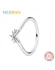 Modian 2020 Hot 100% 925 Sterling srebrna iskrząca do układania w stos Finger pierścienie dla kobiet moda oryginalny prezent na 