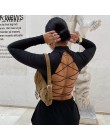 NIBBER street style sexy backless hollow out bandażowa bluzka slim koszulka z golfem crop top2019autumn trend pełna rękaw tee fe