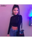 NIBBER street style sexy backless hollow out bandażowa bluzka slim koszulka z golfem crop top2019autumn trend pełna rękaw tee fe