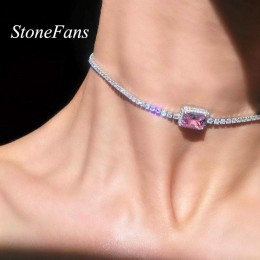 StoneFans gwiazda luksusowy kryształ proste Choker naszyjnik dla kobiet różowy Collana Kolye Bijoux Collares Mujer Gargantilha C