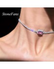 StoneFans gwiazda luksusowy kryształ proste Choker naszyjnik dla kobiet różowy Collana Kolye Bijoux Collares Mujer Gargantilha C