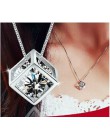 Anenjery 925 Sterling Silver Cube wisiorek z cyrkonią naszyjnik dla kobiet prezent 45cm Box choker łańcuszek collares kolye S-N7