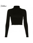 NIBBER street style sexy backless hollow out bandażowa bluzka slim koszulka z golfem crop top2019autumn trend pełna rękaw tee fe